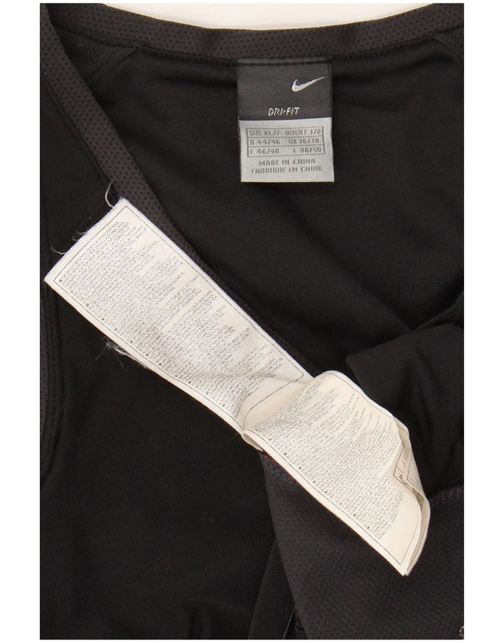 Damski top NIKE Dri Fit, krótki top, UK 16/18 XL, czarny poliester z blokami kolorów