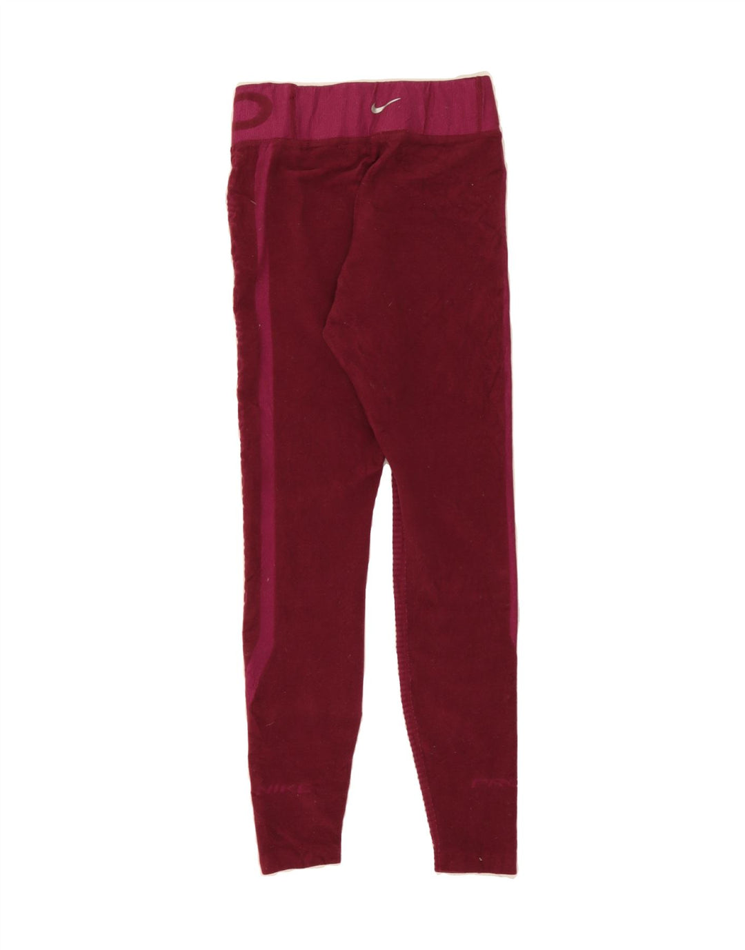 NIKE Womens Graphic Leggings UK 8 Small  Burgundy Pinstripe Polyester Vintage Nike and Second-Hand Nike from Messina Hembry 