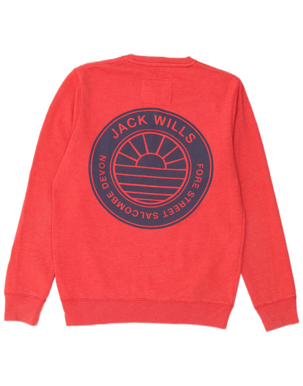 Męska bluza z grafiką JACK WILLS, bawełniana, średnia czerwona