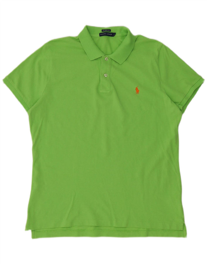 RALPH LAUREN Damska obcisła koszulka polo UK 18 XL, zielona bawełna