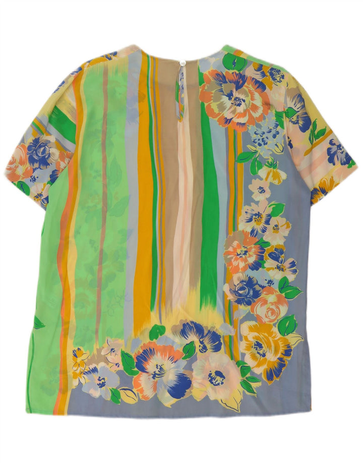 Bluzka damska Vintage Top UK 14, duża, wielobarwna w kwiaty