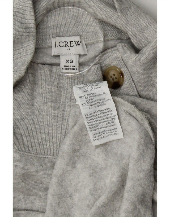 J. CREW Womens Oversized Button Neck Sweatshirt Jumper UK 6 XS Grey Cotton Vintage J. Crew and Second-Hand J. Crew from Messina Hembry 