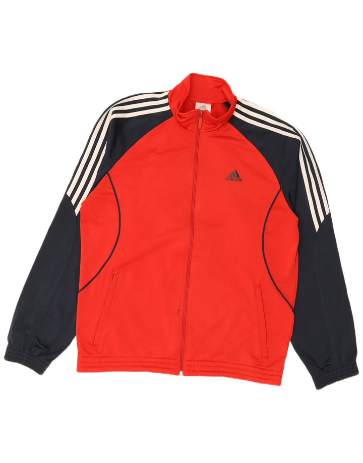 Adidas Męska bluza dresowa UK 42/44 Duży czerwony poliester z blokami kolorów