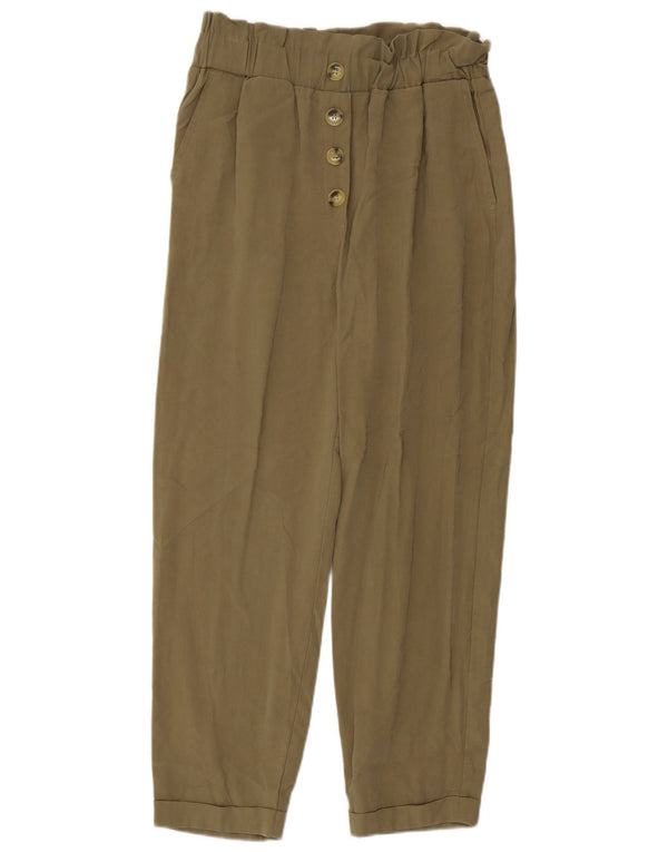 Zara Damskie spodnie typu casual, małe W26 L25 Khaki, wiskoza