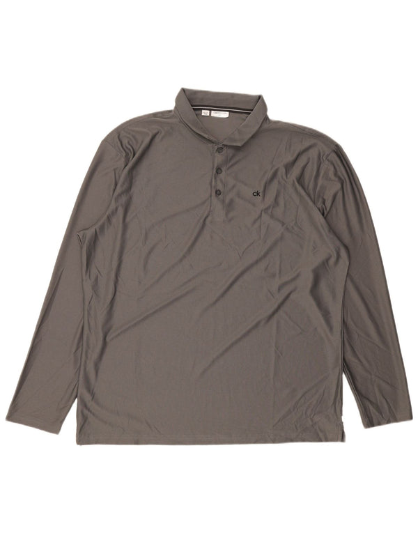 Męska koszulka polo golfowa Calvin Klein z długim rękawem i regularnym krojem, 2XL, szara