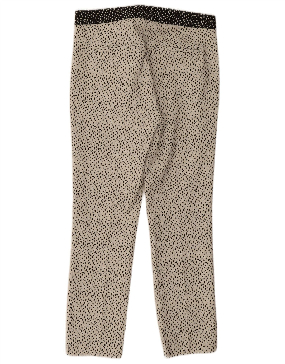 Damskie spodnie typu slim casual Zara, duże, W30 L27, poliester w białe cętki
