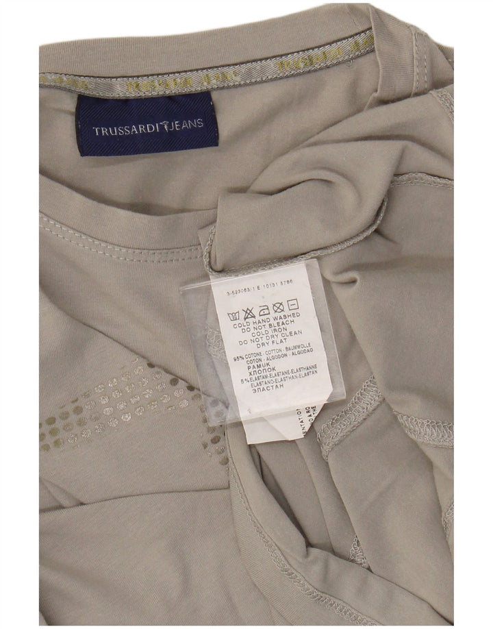 Damski top graficzny Trussardi Jeans z długim rękawem, UK 14, średnioszary, bawełniany