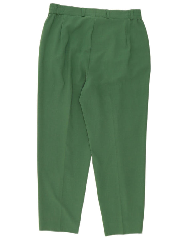 Vintage damskie spodnie z wysokim stanem, przycięte, UK 14, duże W32 L25, zielone