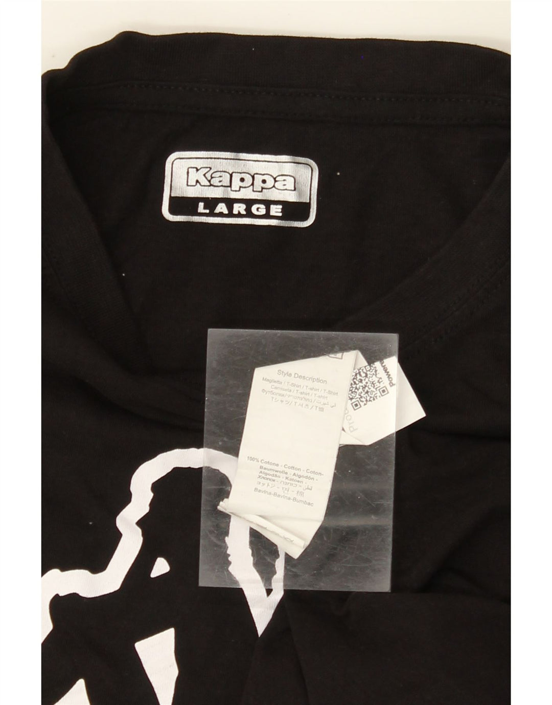 Męski T-shirt z grafiką KAPPA, duży, czarny, bawełniany