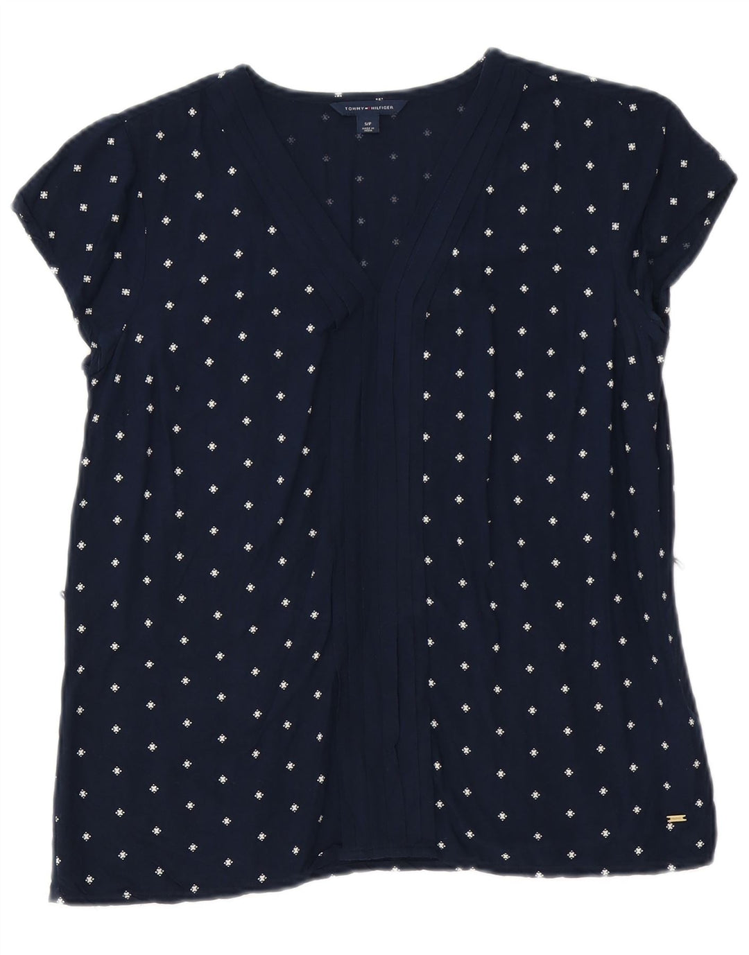 Damska bluzka Tommy Hilfiger z abstrakcyjnym wzorem Top UK 10, mała, granatowa
