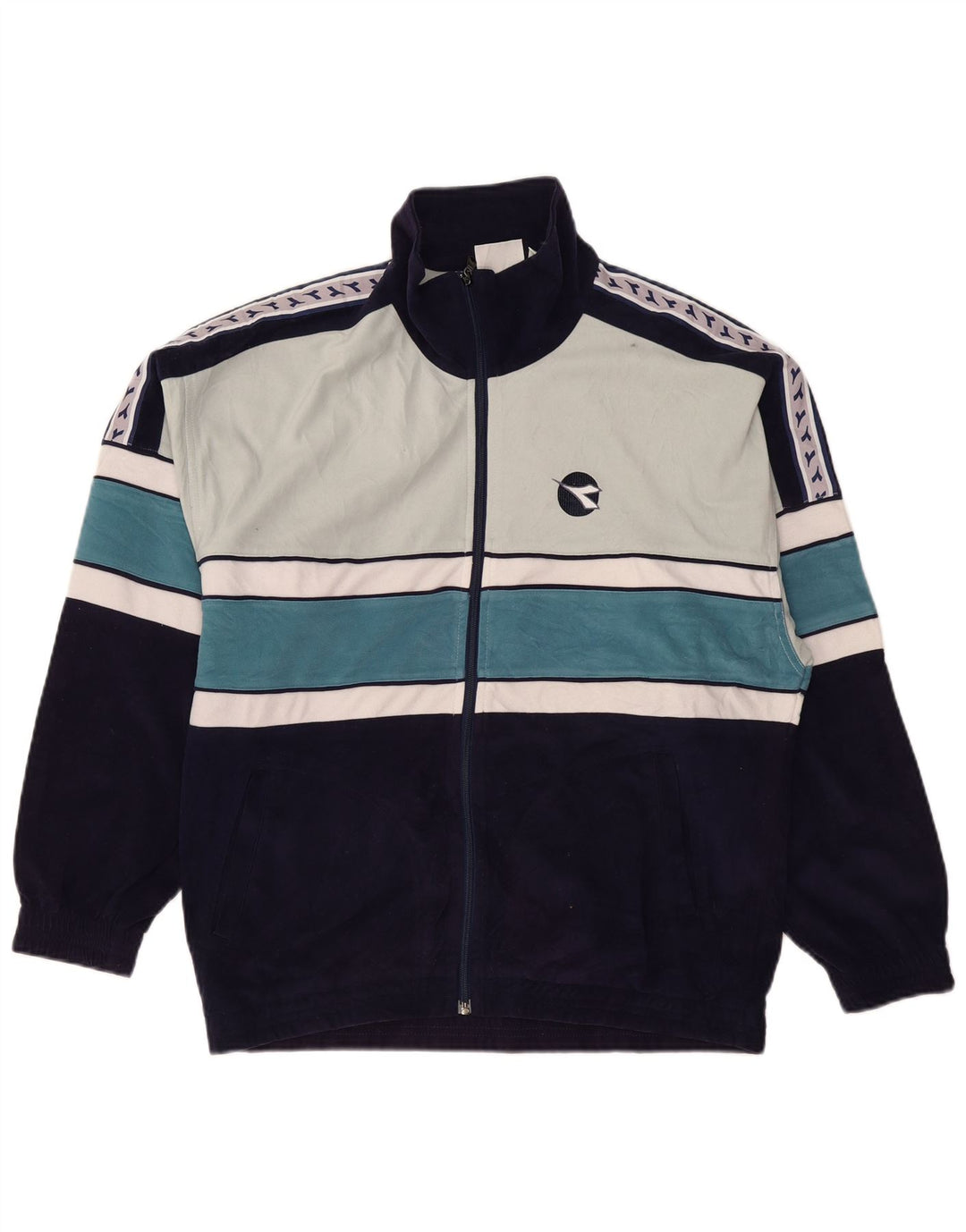 DIADORA Mens Tracksuit Top Jacket UK 38 Medium Multicoloured Colourblock