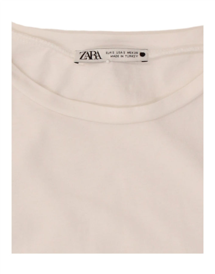 ZARA Womens Crop Blouse Top UK 10 Small White Vintage Zara and Second-Hand Zara from Messina Hembry 
