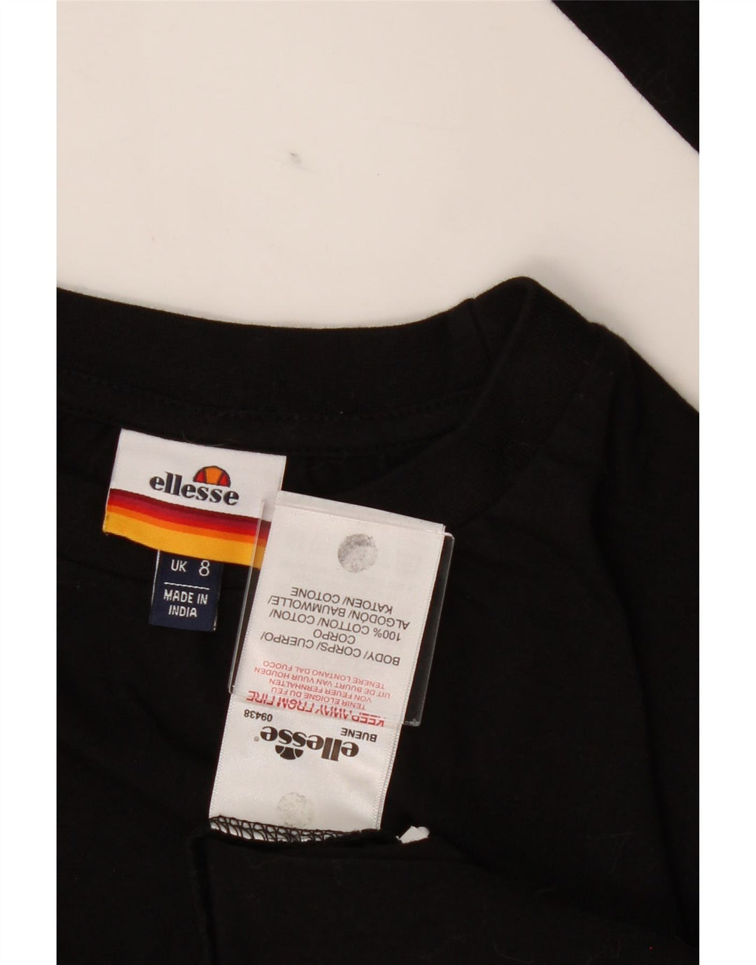 ELLESSE Womens Graphic Top Long Sleeve UK 8 Small  Black Cotton Vintage Ellesse and Second-Hand Ellesse from Messina Hembry 