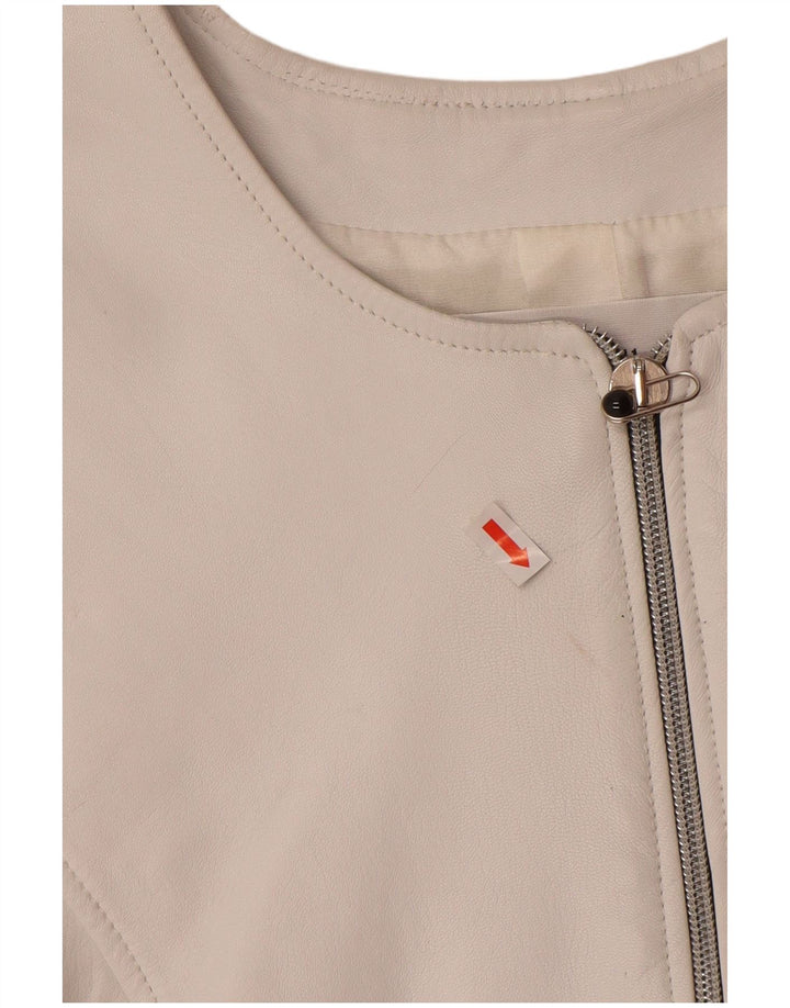 Kamizelka skórzana damska VINTAGE UK 12 Średnia Biała