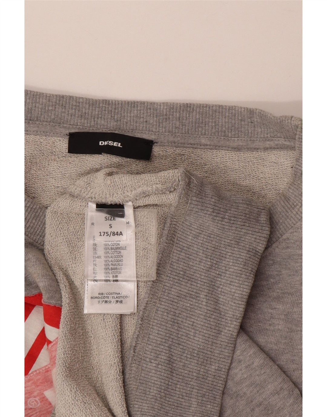 Męska bluza z grafiką Diesel, mała, szara, bawełniana