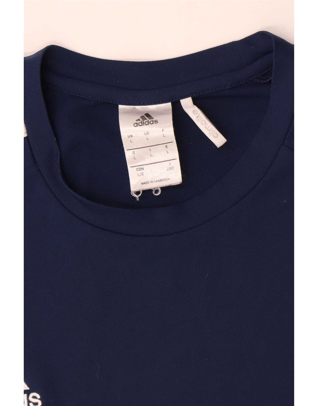 Adidas Męska koszulka Climalite Top, duża, granatowa, poliestrowa z blokami kolorów