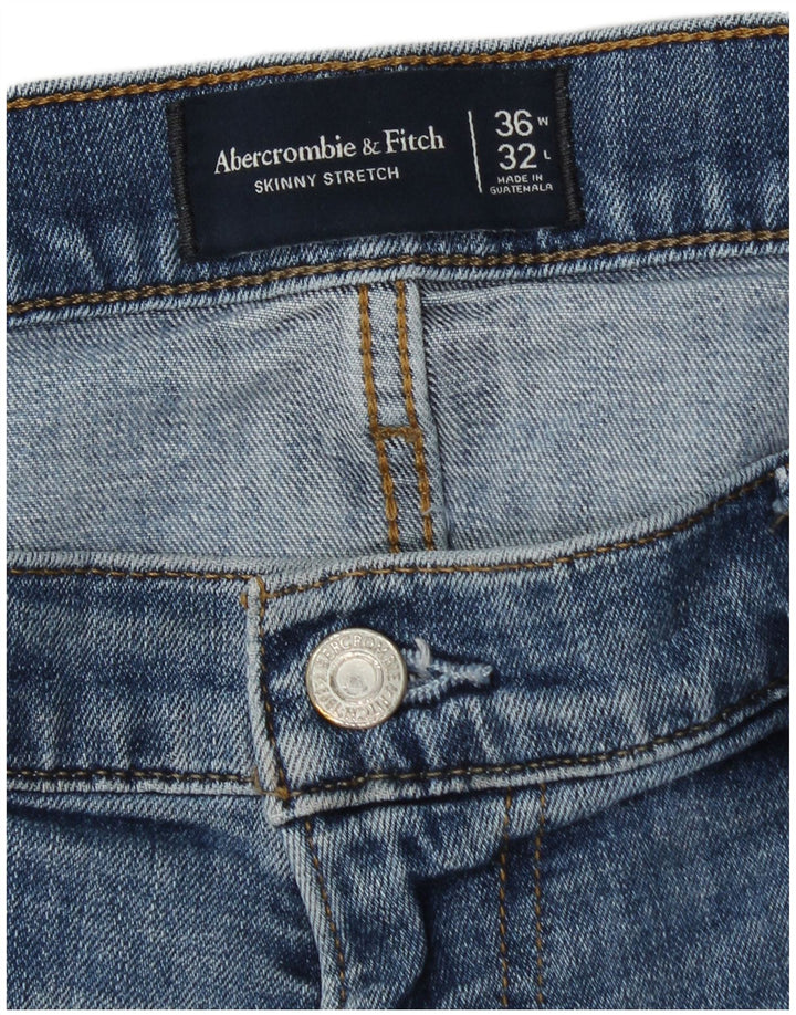 Męskie jeansy skinny ze stretchem ABERCROMBIE & FITCH W36 L32 Niebieskie, bawełniane