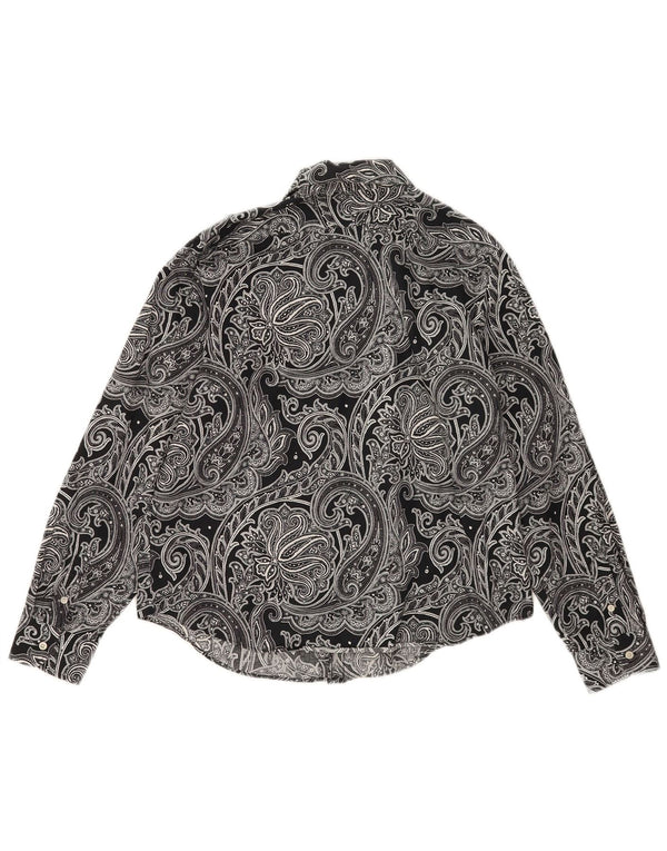 Damska koszula Petite Ralph Lauren UK 16, duża, czarna, bawełniana w stylu paisley