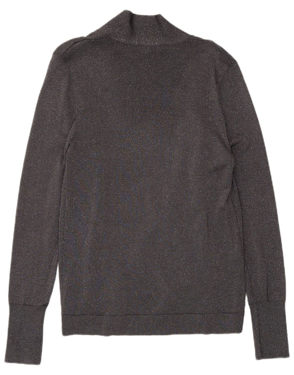 Damski sweter HOBBS z dekoltem w kształcie litery V, UK 10 Small, szara, nakrapiana wiskoza