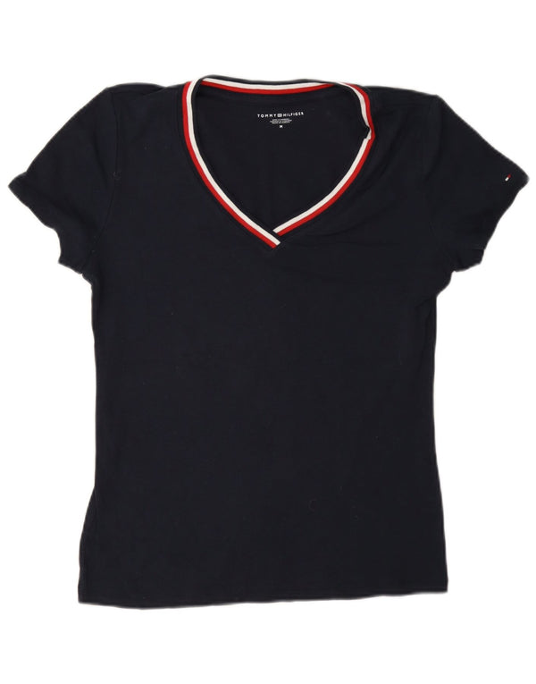 T-shirt damski Tommy Hilfiger Top UK 14 Średni granatowy bawełniany