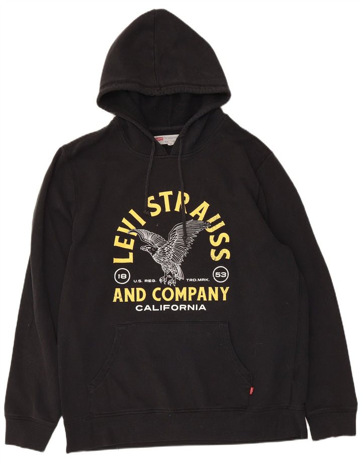 Męski sweter z kapturem z grafiką Levi's, duży, czarny, bawełniany