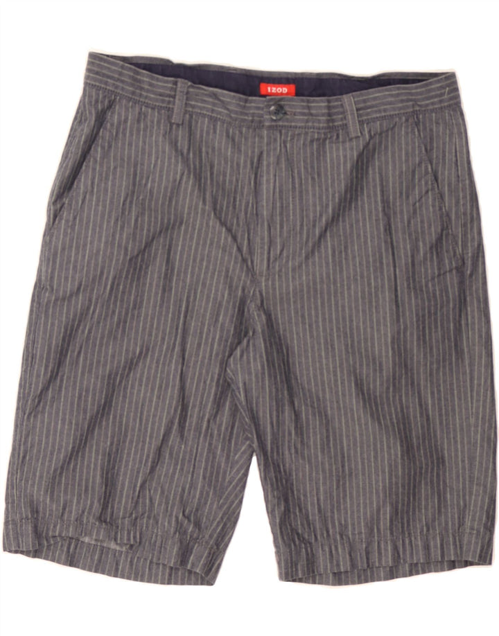 IZOD Mens Chino Shorts W34 Large Grey Striped Cotton Vintage Izod and Second-Hand Izod from Messina Hembry 