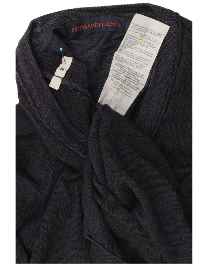 Męski sweter rozpinany Trussardi Jeans Średni granatowy wełniany