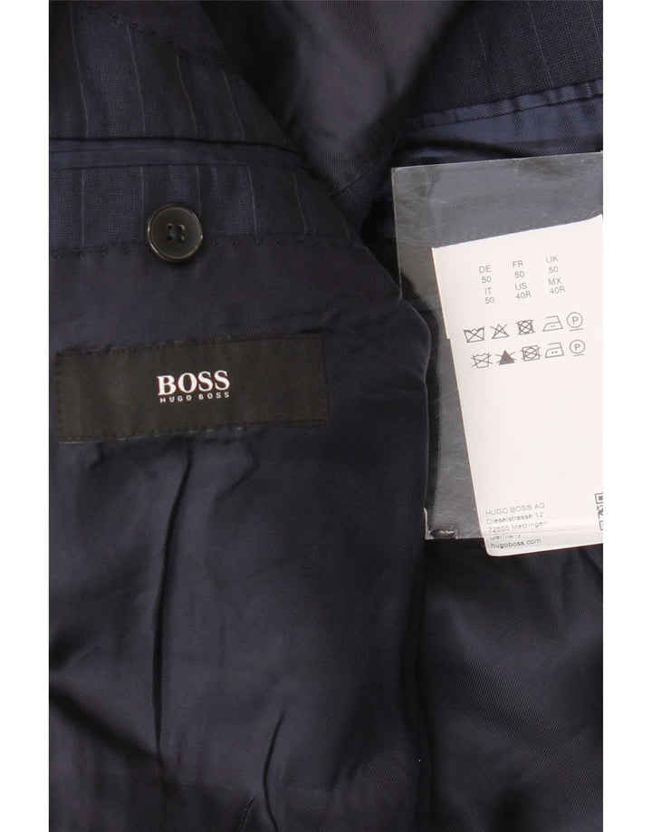 Męska marynarka zapinana na 2 guziki Hugo Boss EU 50, duża granatowa w prążki