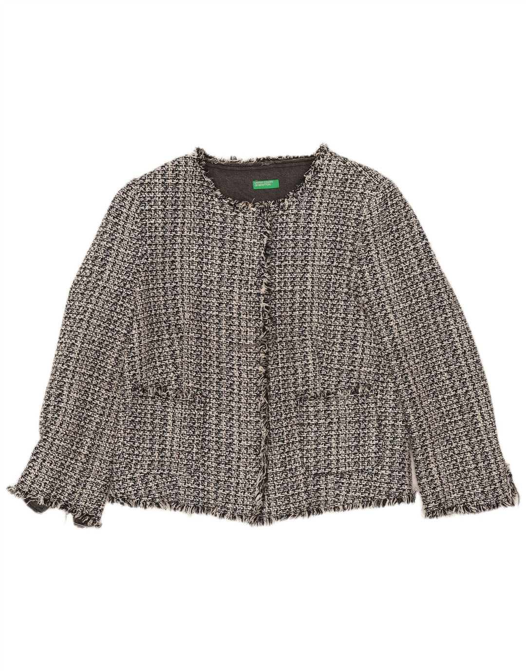 Damska marynarka BENETTON Crop Open UK 10 Small Grey Houndstooth
