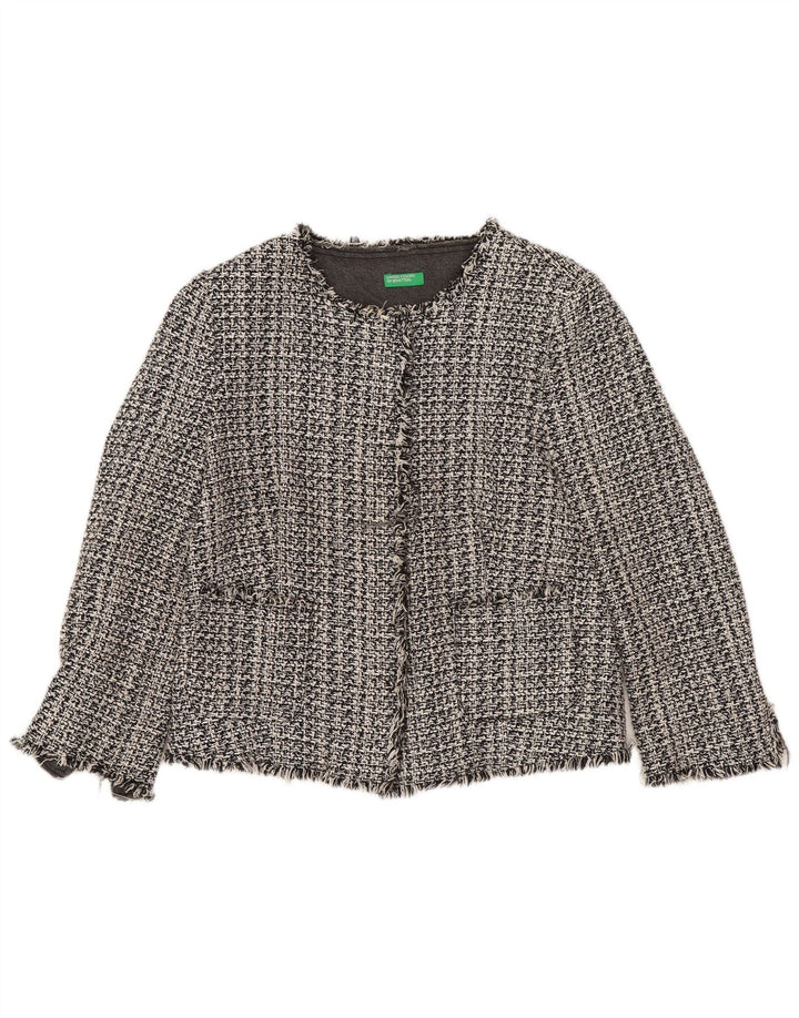 Damska marynarka BENETTON Crop Open UK 10 Small Grey Houndstooth