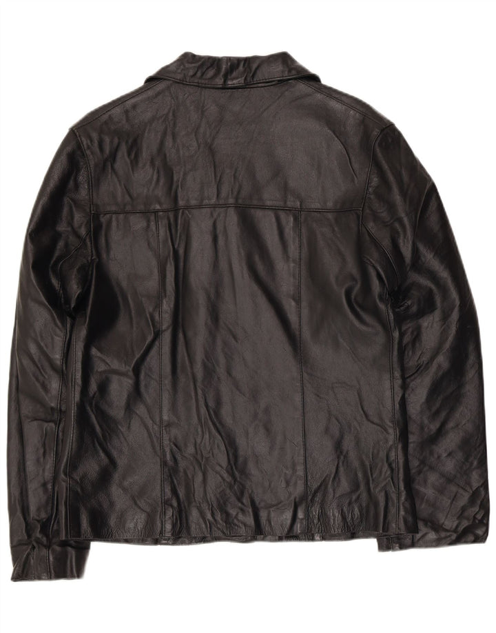 Vintage damska kurtka skórzana UK 14, średnia czarna skóra