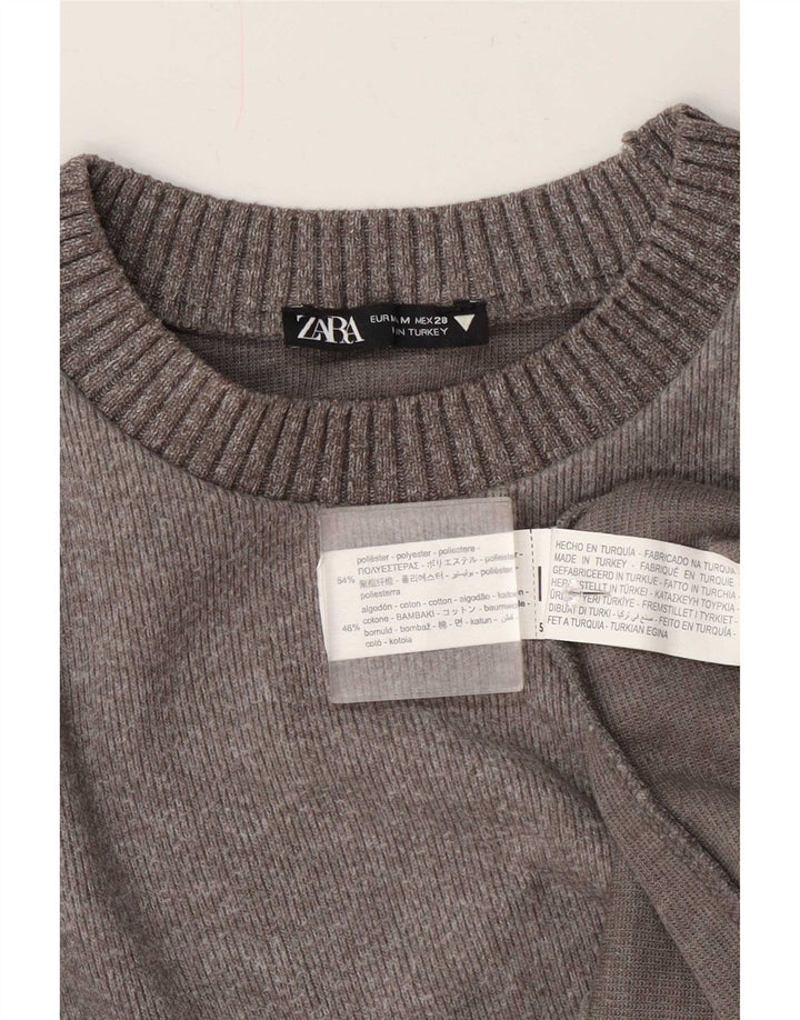Damski sweter Zara z dekoltem w łódkę, UK 14, średni szary poliester