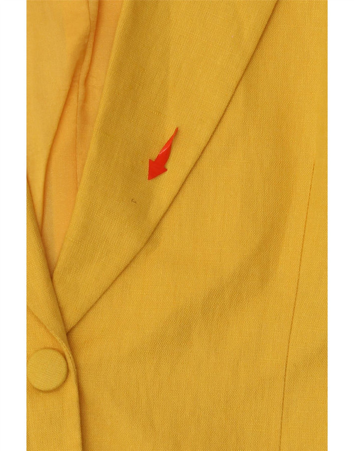 POP 84 Damska marynarka zapinana na 2 guziki UK 12 Średnia żółta lniana