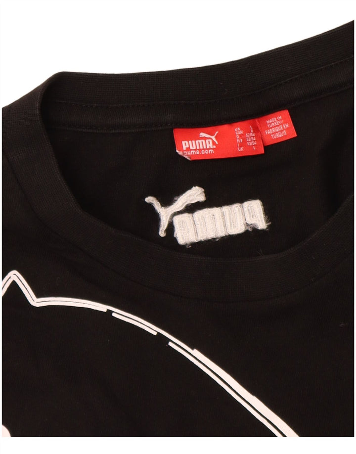 Męski T-shirt z grafiką Puma, duży, czarny, bawełniany