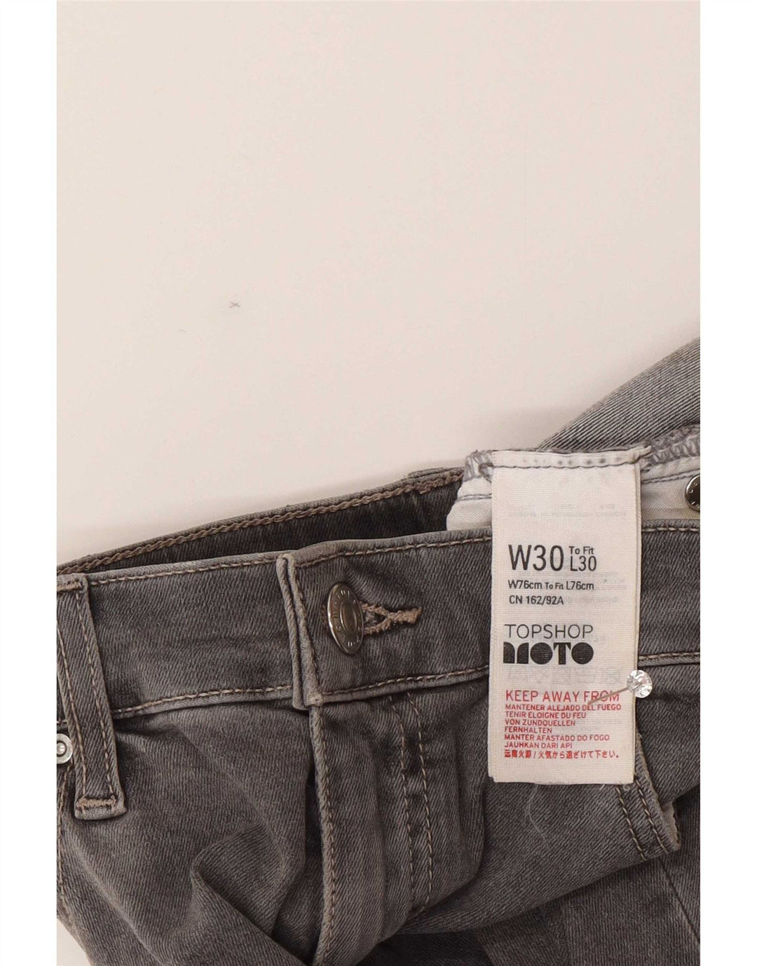 Damskie jeansy typu slim w trudnej sytuacji Topshop W30 L26, szara bawełna