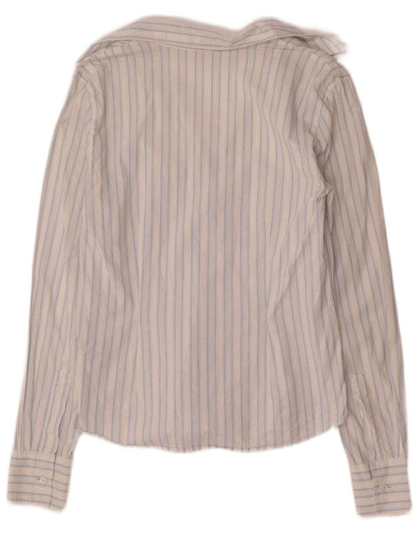 Tommy Hilfiger Womens Shirt US 6 Medium White Striped Cotton