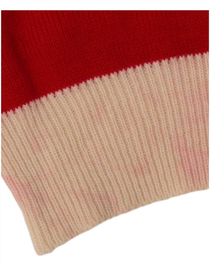 Damski sweter polo w stylu vintage IT 48 XL, akryl w kolorze czerwonym