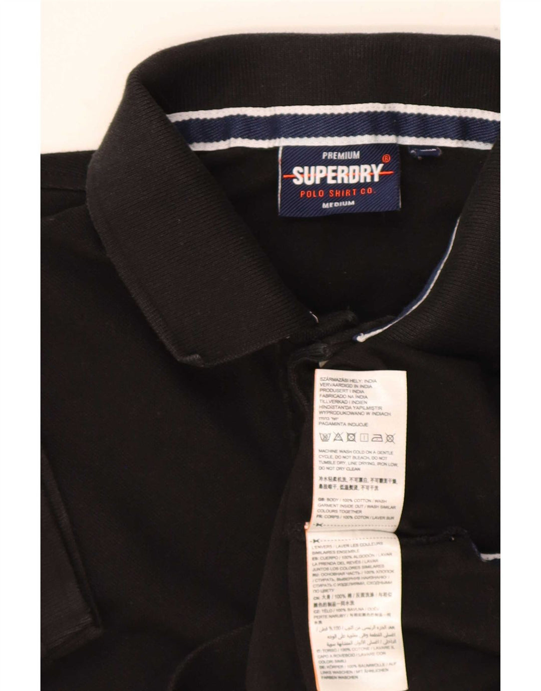 Męska koszulka polo Superdry, średnia czarna, bawełniana