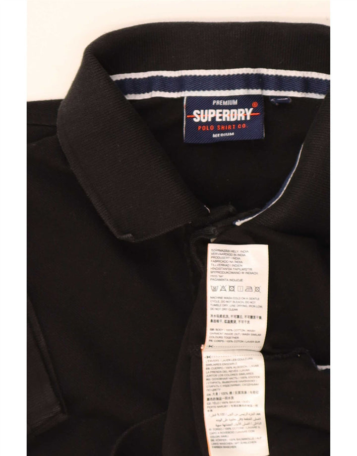 Męska koszulka polo Superdry, średnia czarna, bawełniana