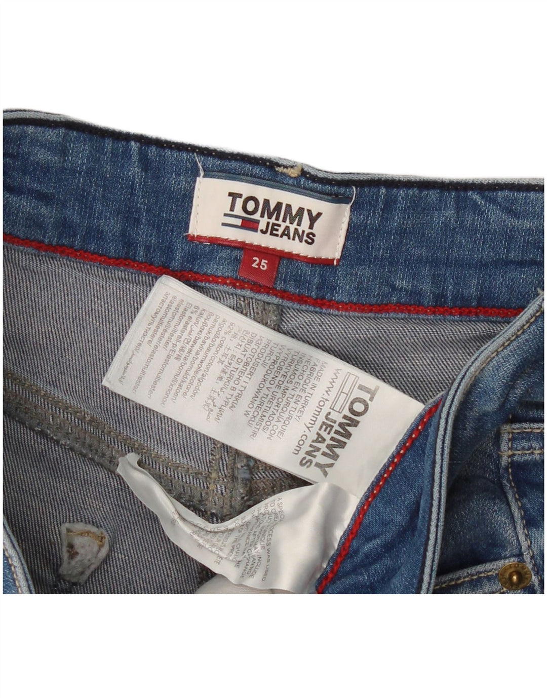Damskie spodenki jeansowe TOMMY HILFIGER W25 XS, niebieska bawełna