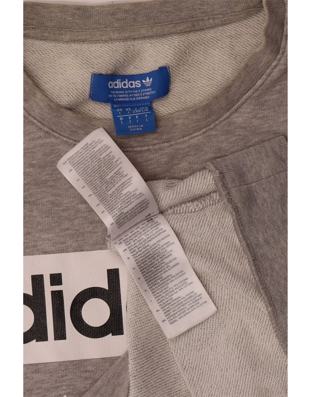 Męska bluza z grafiką ADIDAS, duża, szara, bawełniana