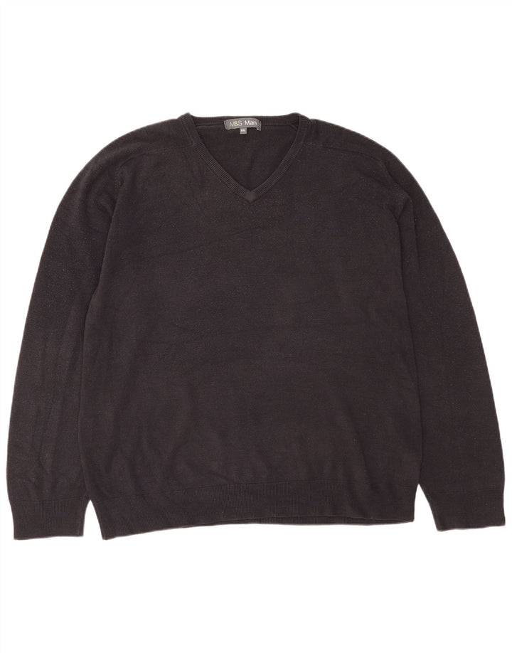 Marks & Spencer Męski sweter z dekoltem w kształcie litery V, 2XL, granatowy, akryl
