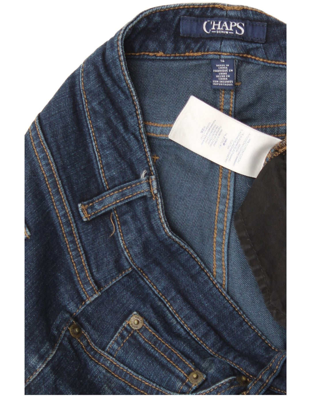 Damskie proste dżinsy Chaps US 14 XL W38 L31 Niebieska bawełna