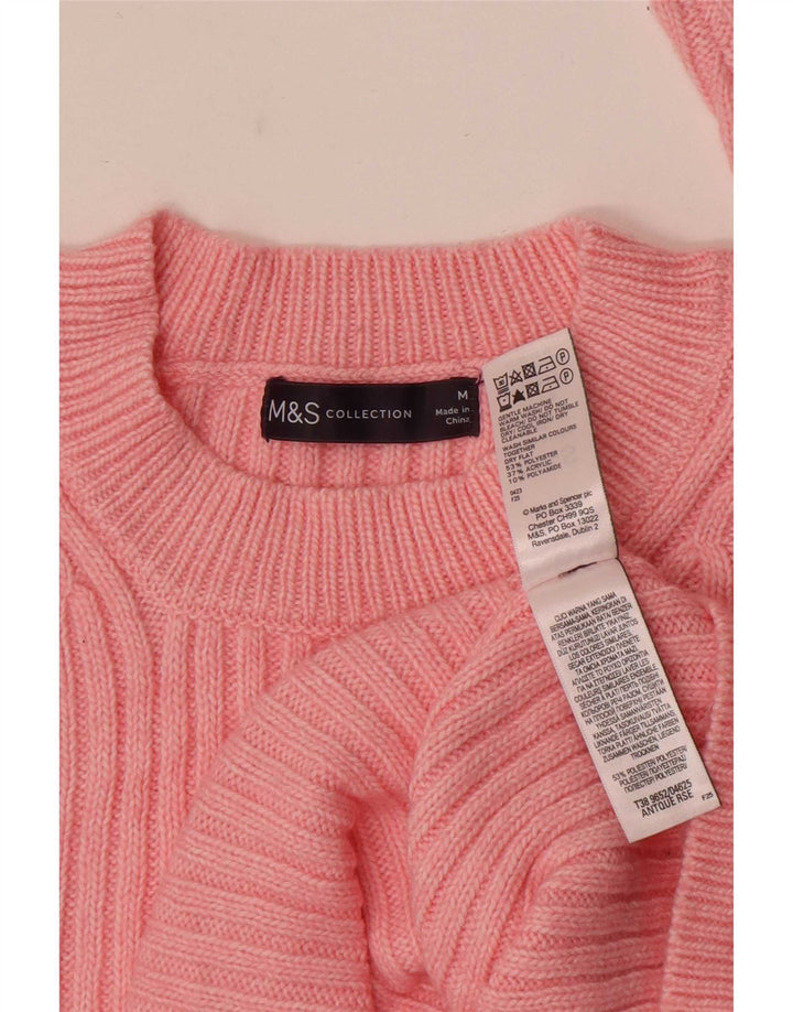 Marks & Spencer Damski sweter z okrągłym dekoltem, UK 14, średni różowy poliester