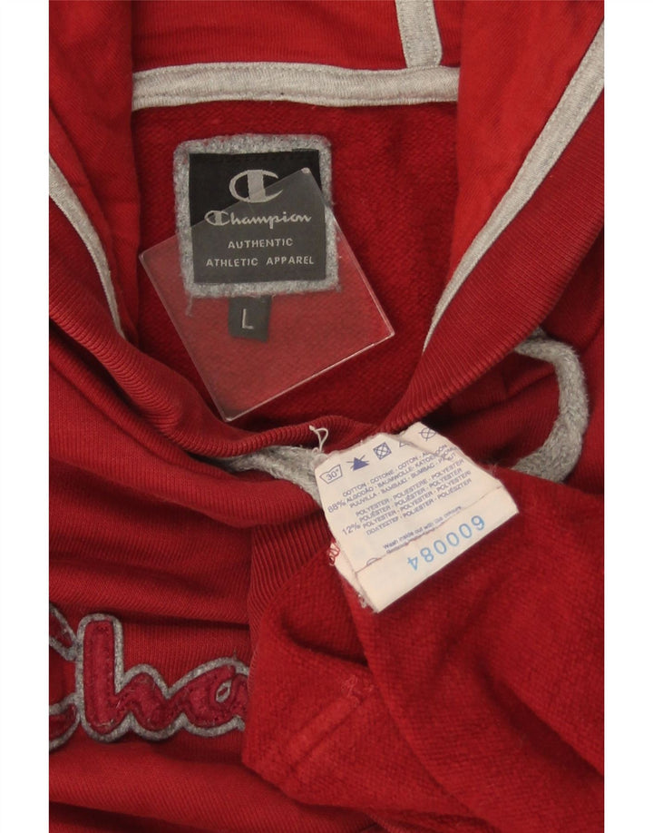 Męski sweter z kapturem i grafiką CHAMPION, duży, czerwony, bawełniany