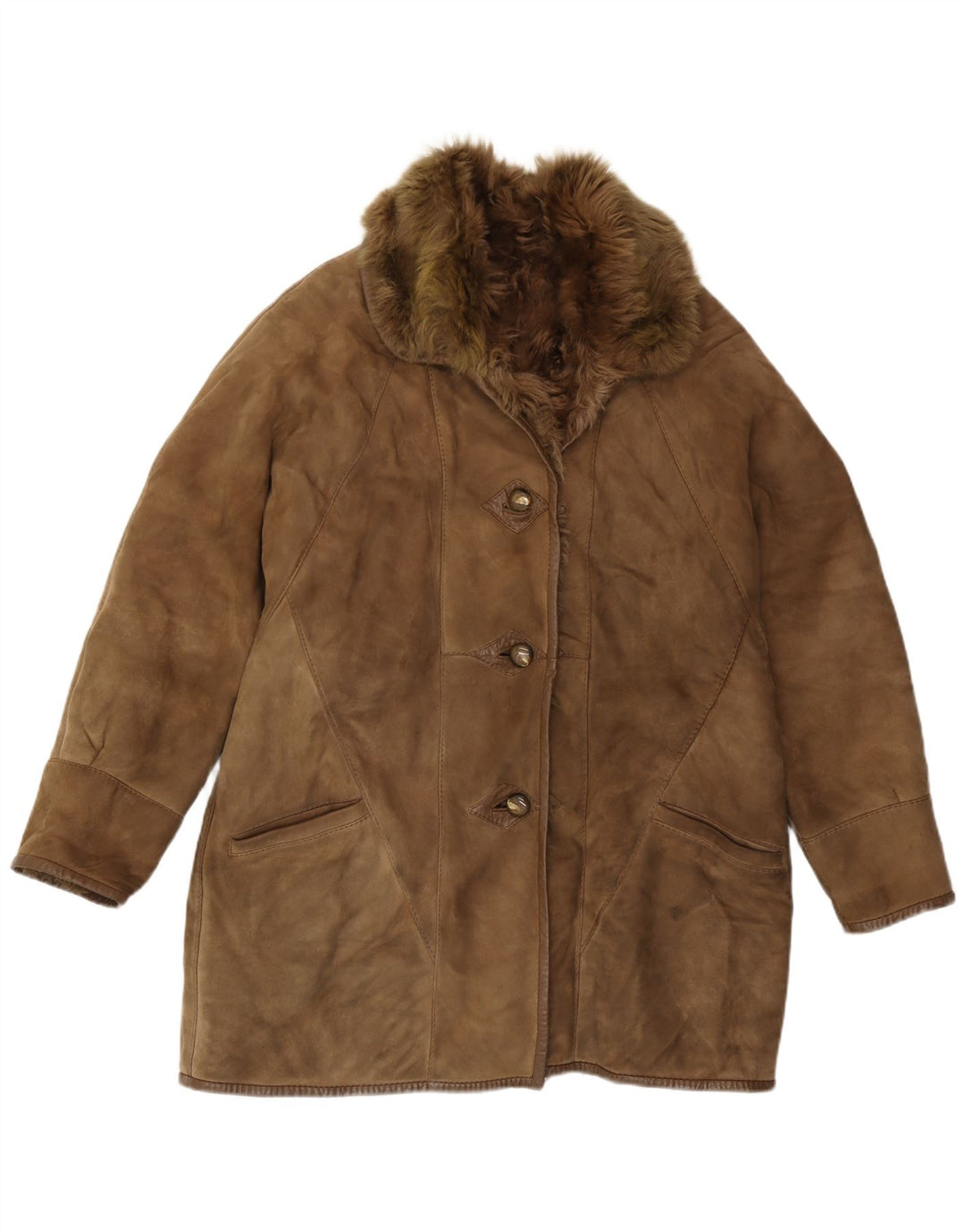 Damski płaszcz Shearling Carla Buti UK 12 Średni brązowy Shearling