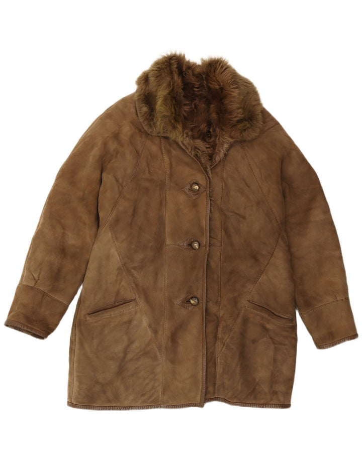 Damski płaszcz Shearling Carla Buti UK 12 Średni brązowy Shearling