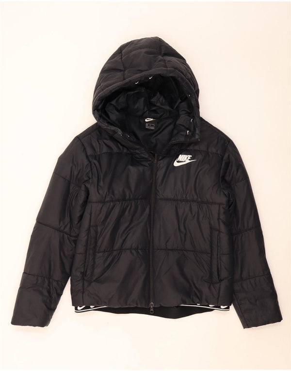 Damska wyściełana kurtka z kapturem i kapturem Nike UK 14, średni czarny poliester