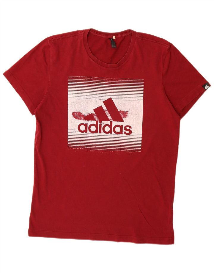 Męska koszulka z grafiką Adidas, średnia, czerwona bawełna