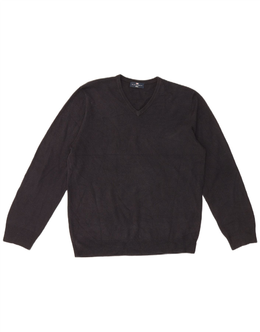 Męski sweter Marks & Spencer Blue Harbor z dekoltem w kształcie litery V, duży, czarny, akrylowy